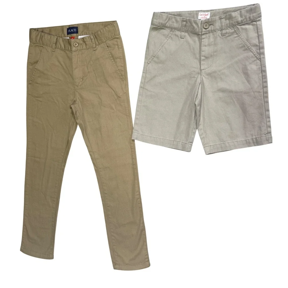 Boys Khaki Uniform Bundle Childrens Place Pants Cat & Jack Shorts Size 10